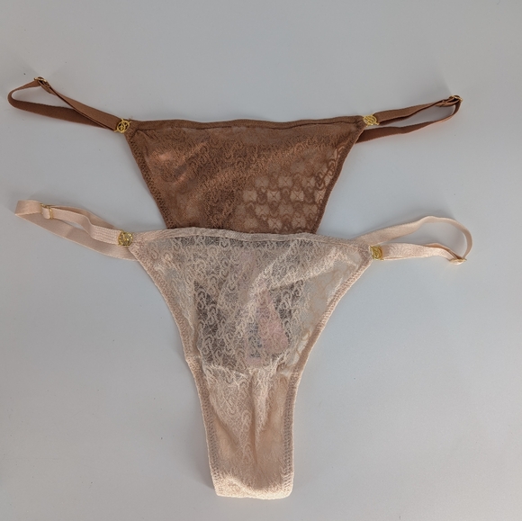 Victoria's Secret Brown and Cream Lace Thong - Picture 1 of 4